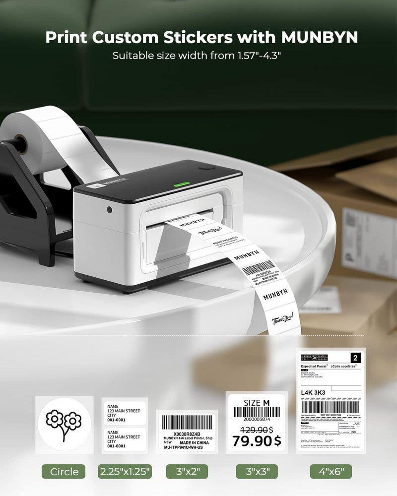 MUNBYN Shipping Label Printer RealWriter 941, 4x6 Thermal Label Printer for Shipment of Packages, Home Shipping Small Business, Compatible with macOS, Windows (USB/USB+Bluetooth) - Image 4