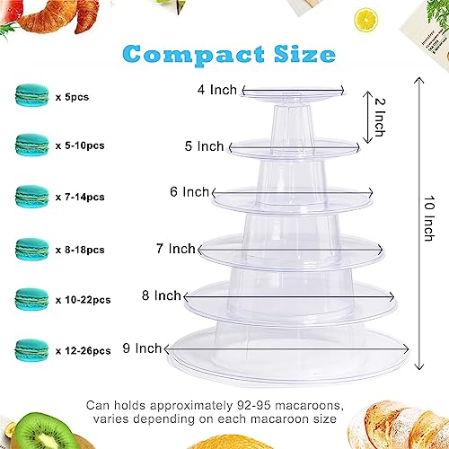 Ufurty 6 Tiers Round Macaron Tower Stand Plastic Transparent Cake Stand Macaron Display Rack Desserts Cupcake Holder Platter for Baby Shower, Birthday Party, Wedding, Party Decor - Image 3