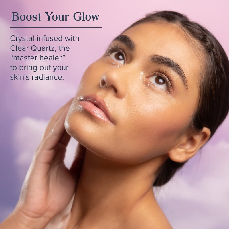 HERITAGE STORE Aura Glow Facial Cleanser, Facial Moisturizer - Daily Skin Care Bundle - Brightening Face Wash, Moisture-Rich Gel Cream, Add Radiance w/Clear Quartz, Vegan, Hypoallergenic, 6oz/1.9oz - Image 4