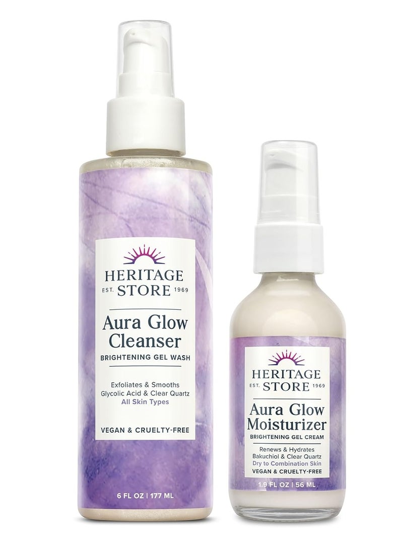 HERITAGE STORE Aura Glow Facial Cleanser, Facial Moisturizer - Daily Skin Care Bundle - Brightening Face Wash, Moisture-Rich Gel Cream, Add Radiance w/Clear Quartz, Vegan, Hypoallergenic, 6oz/1.9oz - pzsku/Z3C53B0D05860323BF41FZ/45/_/1740585903/59aba0a3-e3ff-4cee-a90a-b8290609f0f4