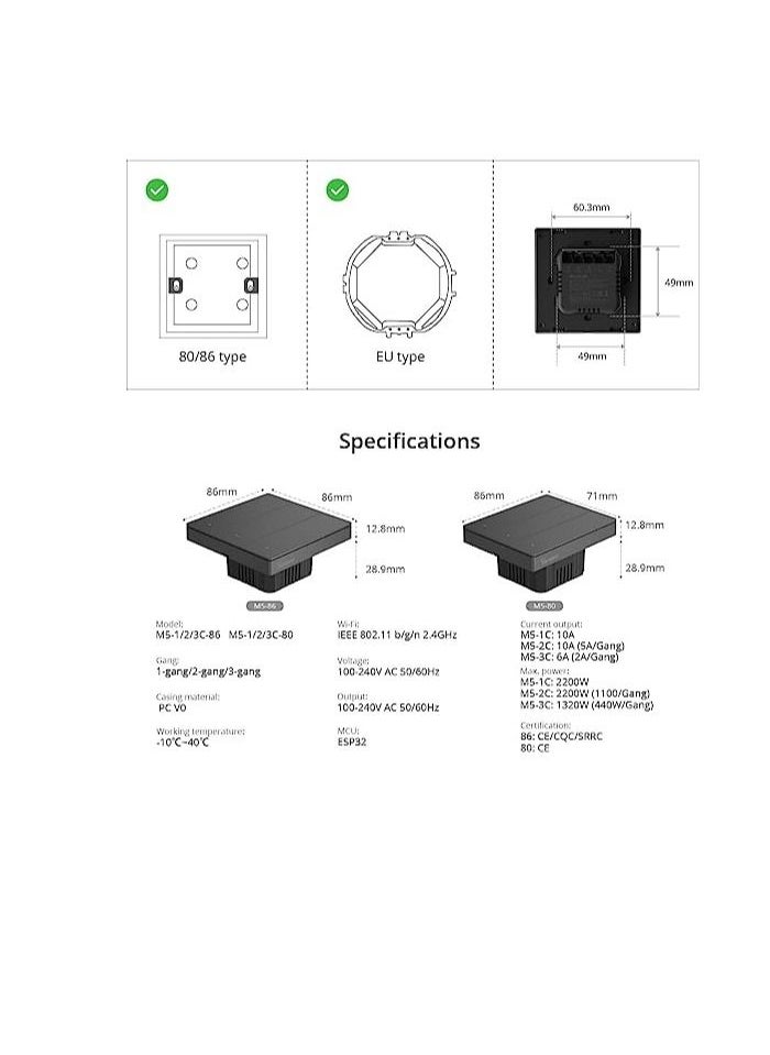 SONOFF - SONOFF SwitchMan Smart Wall Switch-M5 3C 86 - Image 1
