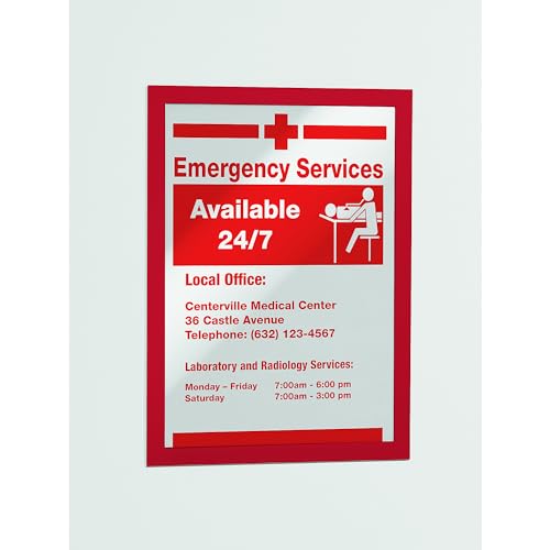 Durable Duraframe Self-Adhesive Magnetic Document Sign Holder - Letter-Size 8.5" x 11" Inches - Red - Pack of 2 - Image 4
