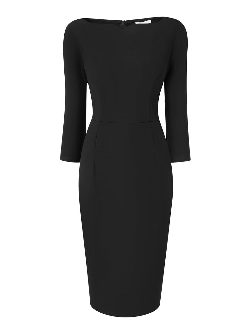 Hobemty Women's 3/4 Sleeve Pencil Dress Boat Neck Elegant Wear to Work Midi Sheath Dresses X-Large Black - Image 1