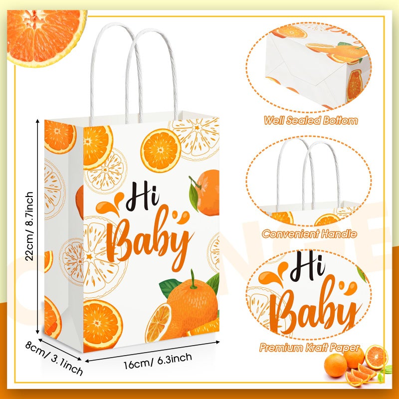 Pajean 18 Pieces Little Cutie Baby Shower Decorations Hey Cutie Party Treat Bags Goody Gift Bags with Handles Orange Theme Party Favor Tangerine Birthday Decoration Summer Supplies - Image 2