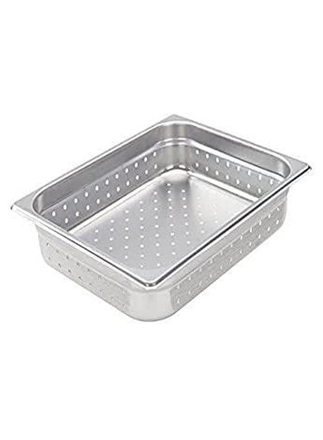 Winco Half Size 2.5" Deep Metal Food Pan/Steam Table Pan, Perforated, 22 Gauge