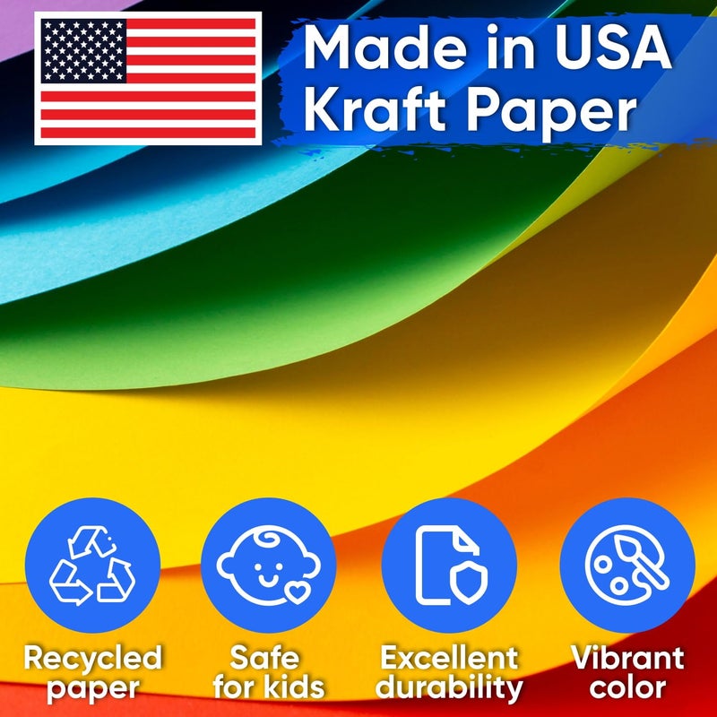 Paclord 12" x 1200" (100 ft) USA-Made Multi-Color Construction Paper Rolls, 45 lbs/66 GSM, 12 Rolls â€“ Deluxe Colored Kraft Paper for School and Art Projects, DIY, Crafts â€“ Non-Toxic, Safe for Kids - Image 5