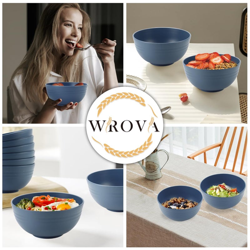 Wrova Wheat Straw Bowl Sets,8 PCS Unbreakable Cereal Bowls 26 OZ,Microwave and Dishwasher Safe Bowls,Kitchen Bowl suitable for cereal,salad,snack and soup (Navy Blue) - Image 5