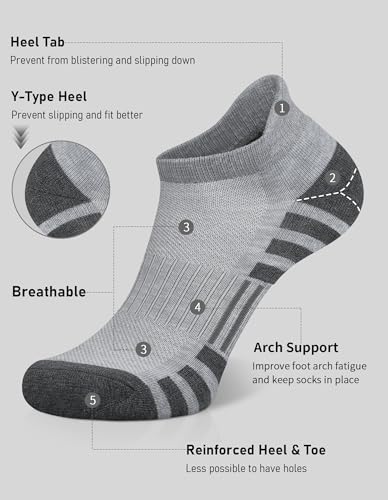 Airacker Ankle Athletic Running Socks Cushioned Breathable Low Cut Sports Tab Socks for Men and Women (6 Pairs) - Image 2