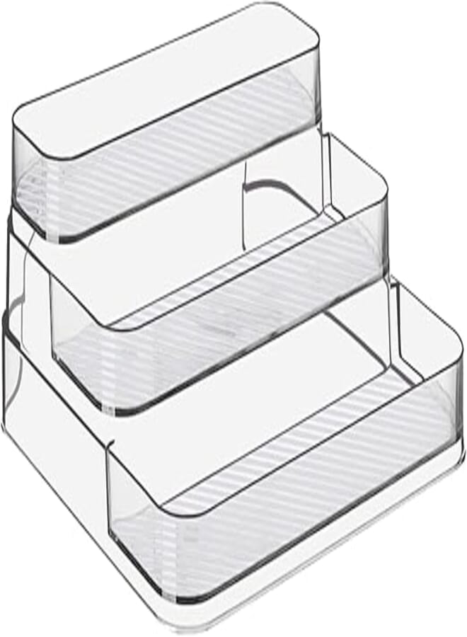 Primeway® Plastic 3 Tier Spice Kitchen Rack | Cabinet Organizer | Pantry Countertop Rack | Bathroom Shelf | Office Desk Organizer | Fridge | Storage Rack | 26.7x24.7x10.3cm (3 Step 26.7cm Clear)