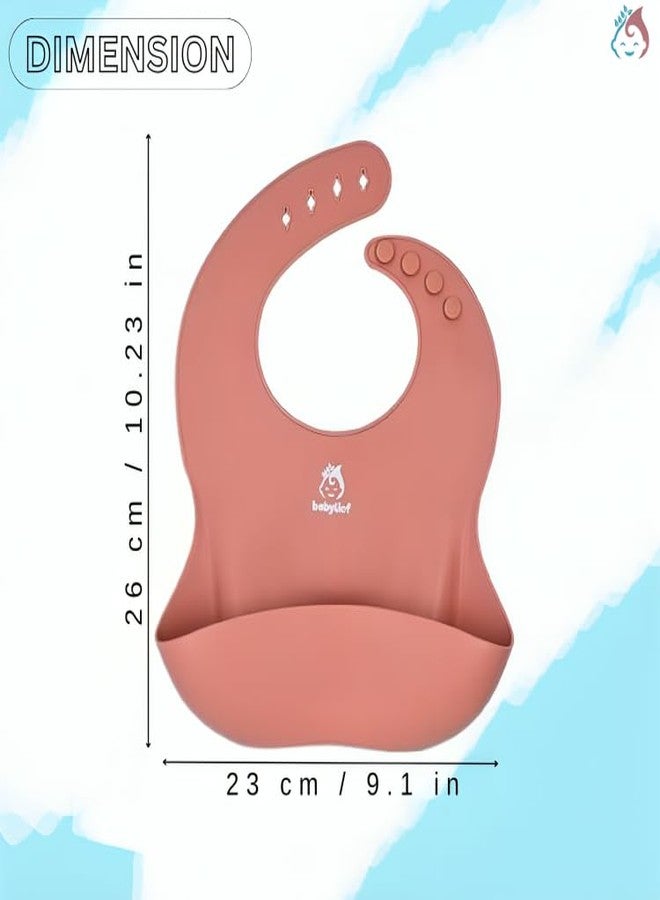 Babylief™ Baby Feeding Set, 4 Pieces, Silicone Bib, Cup with Straw, Bowl with Suction Base and Spoon, Multicolour (Blush Pink) - Image 3
