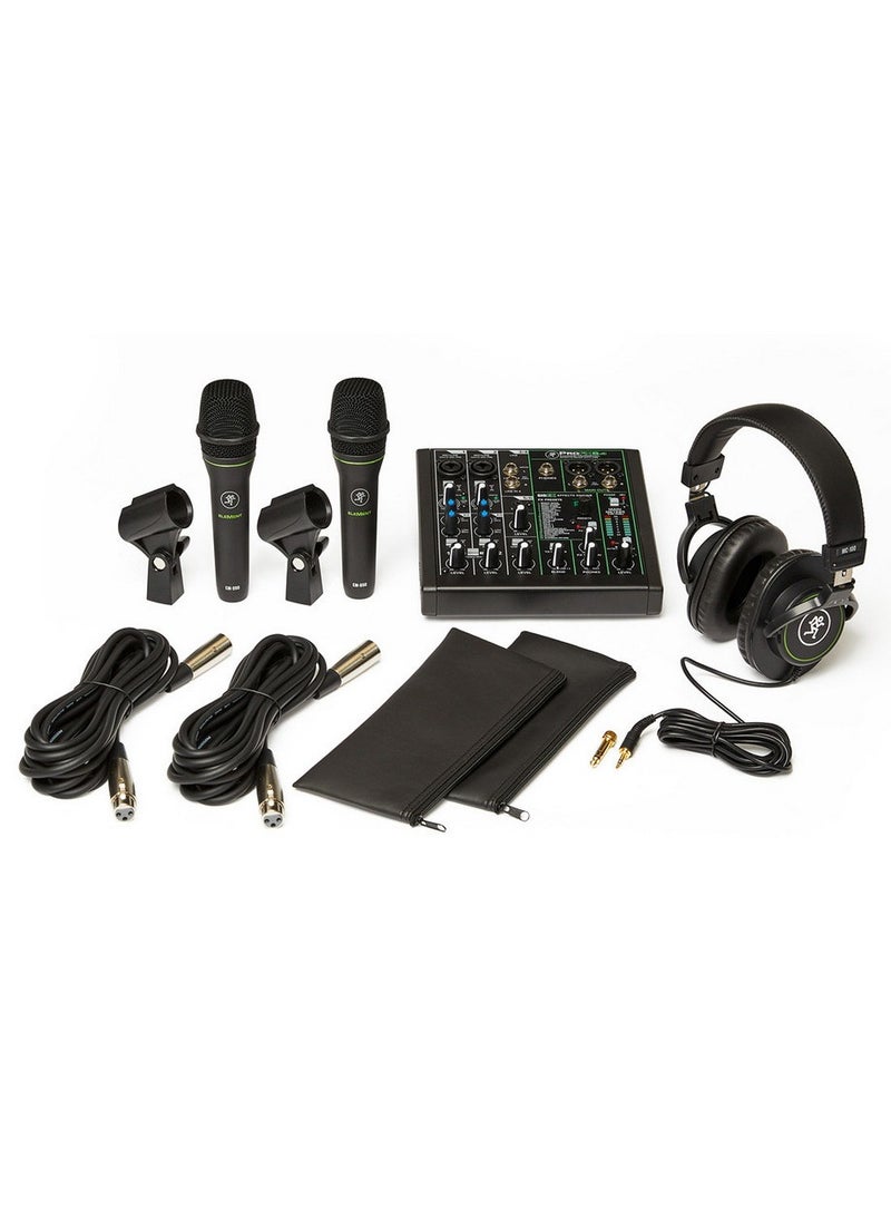Mackie Hardware Bundle with Mackie ProFX6v3 Mixer, EM-89D Dynamic Microphone, MC-100 Closed-back Headphones, and Other Accessories - Image 1