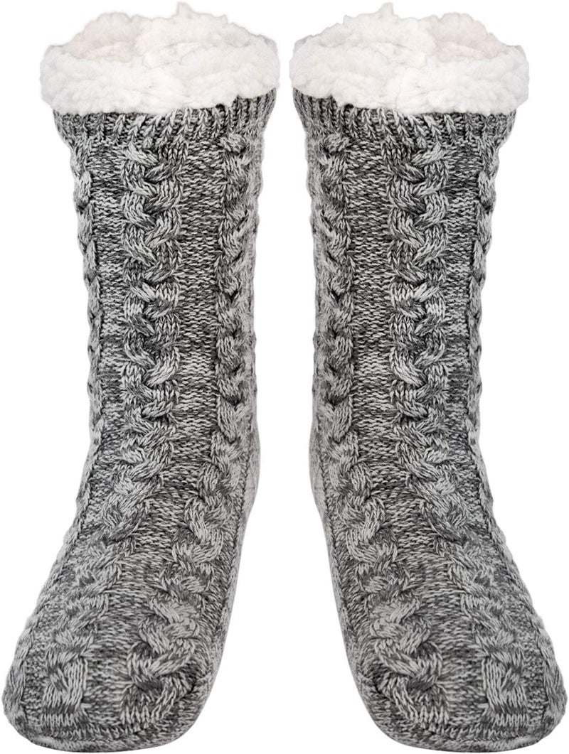 SIMIYA Mens Warm Fleece Lined Winter Soft Non Slip Socks Christmas Mens Slipper Socks (One size fits 6-12) - Image 1