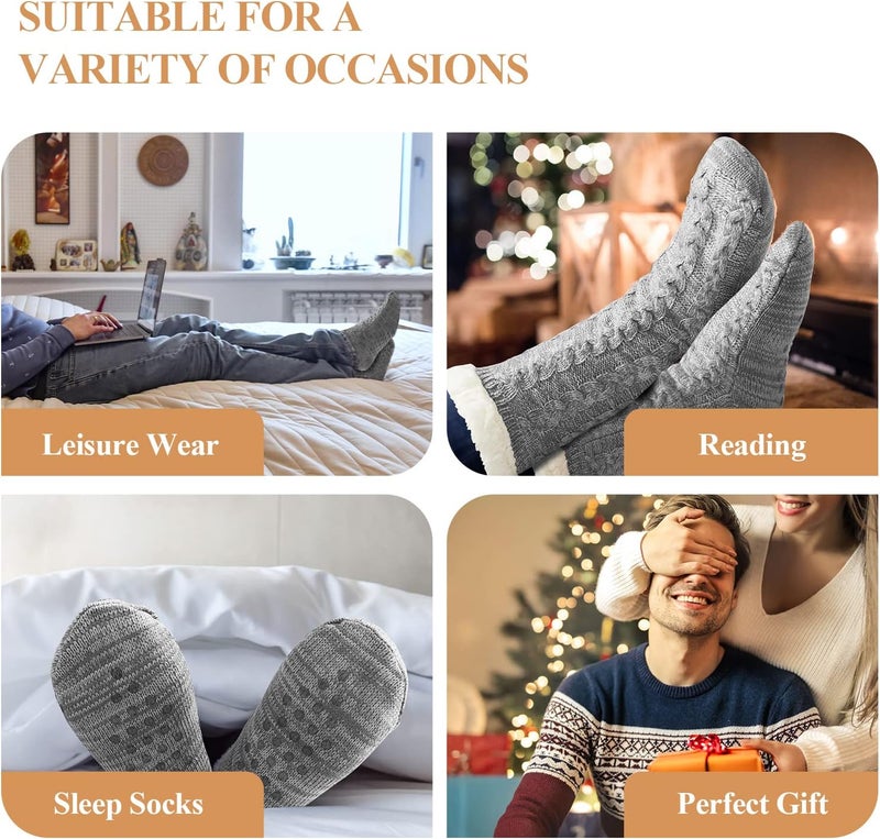 SIMIYA Mens Warm Fleece Lined Winter Soft Non Slip Socks Christmas Mens Slipper Socks (One size fits 6-12) - Image 5