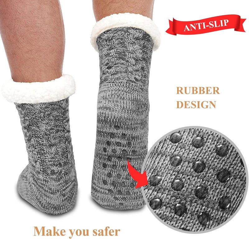 SIMIYA Mens Warm Fleece Lined Winter Soft Non Slip Socks Christmas Mens Slipper Socks (One size fits 6-12) - Image 4