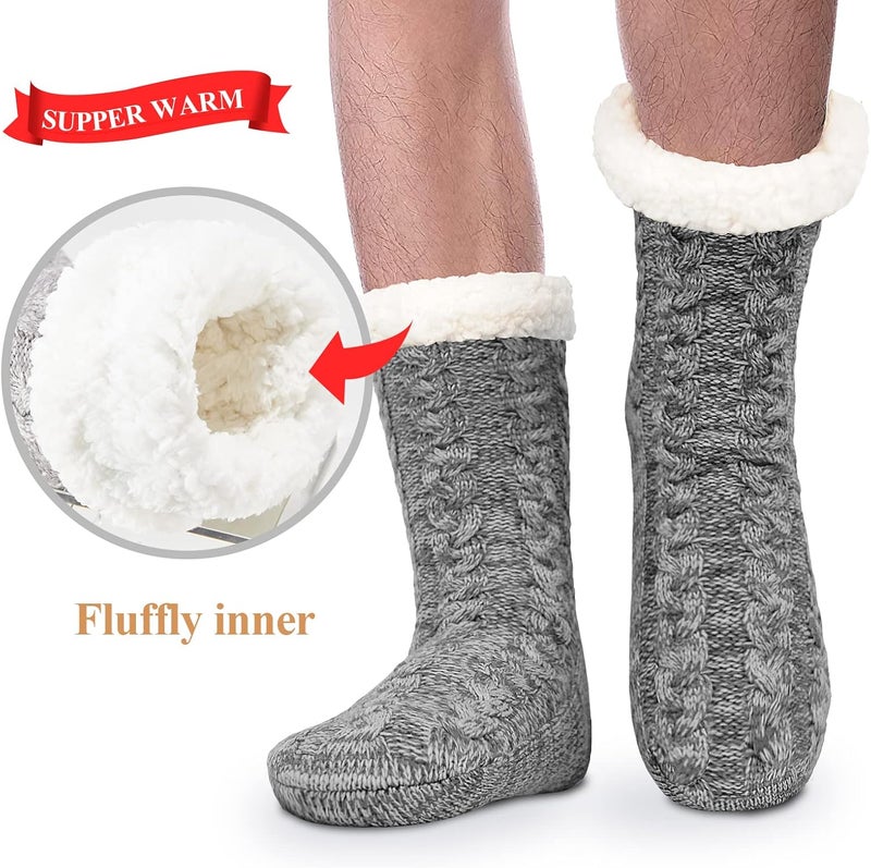 SIMIYA Mens Warm Fleece Lined Winter Soft Non Slip Socks Christmas Mens Slipper Socks (One size fits 6-12) - Image 3