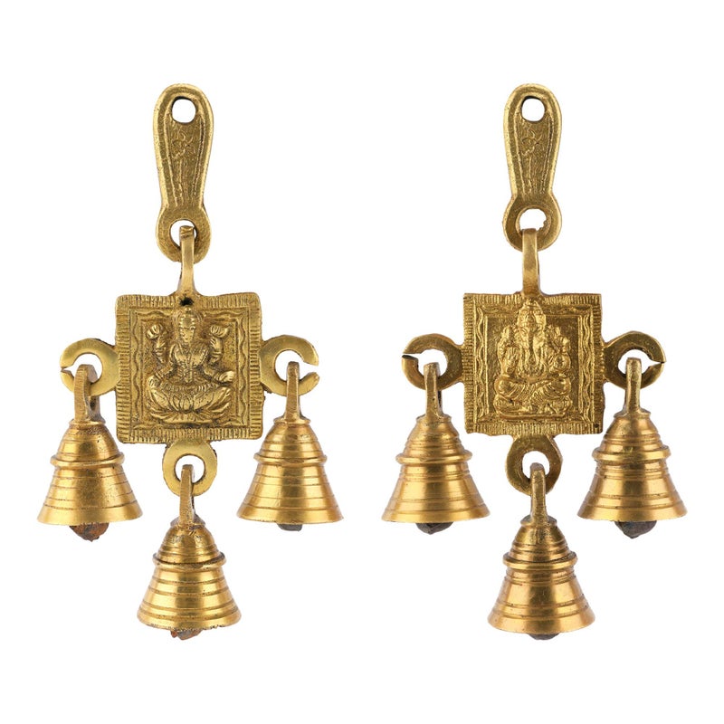 UAPAN Brass Hanging Bells (Laxmi_Ganesh, Gold), Religious, 15 x 7.5 Cm - Image 3