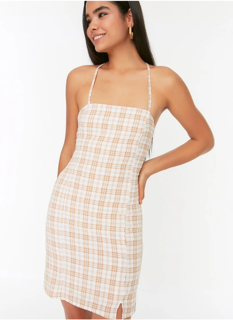 trendyol Strappy Checked Dress