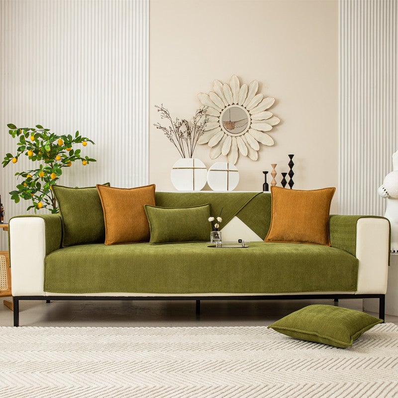 Four Seasons Universal Snow Fabric Solid Color Herringbone Striped Sofa Cushion Modern Simple Non-Slip Sofa Cushion Towel - Image 3
