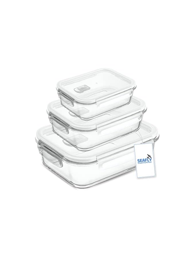 [3-Pack] BOROSILICATE Glass Kitchen Airtight Meal Containers With Lasting Snap Locking Lids, Glass Food Storage Container, Microwave/Oven/Freezer & Dishwasher Safe, 100% BPA Free - Image 3
