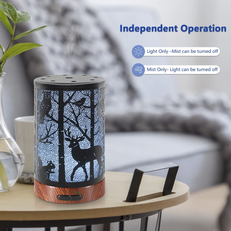 EQUSUPRO Essential Oil Diffuser 150ml Metal Aromatherapy Oil Diffuser Ultrasonic Cool Mist Diffuser with Auto Shut-Off Protection,7 Colors Changed LED for Home Office SPA Yoga (Deer) - Image 3