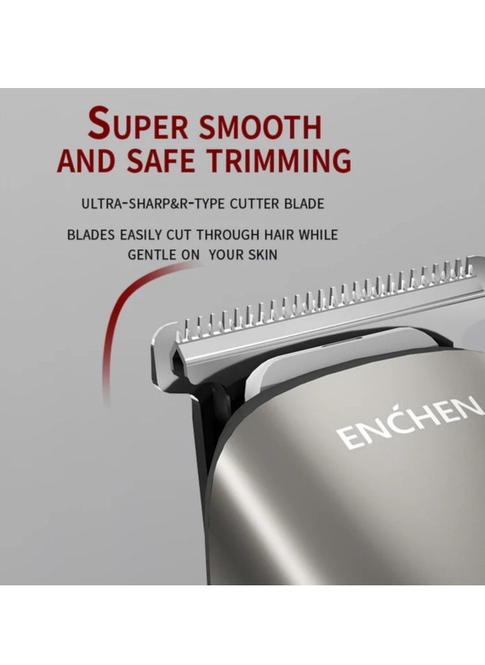 ENCHEN - Beardo 2 Cordless Trimmer for Men – 8000RPM Ultra-Sharp Stainless Steel Blades, 1200mAh Rechargeable Battery, Type-C Fast Charging, LED Indicator, Travel Lock, 4 Adjustable Guide Combs (3mm-12mm) – Black - Image 1