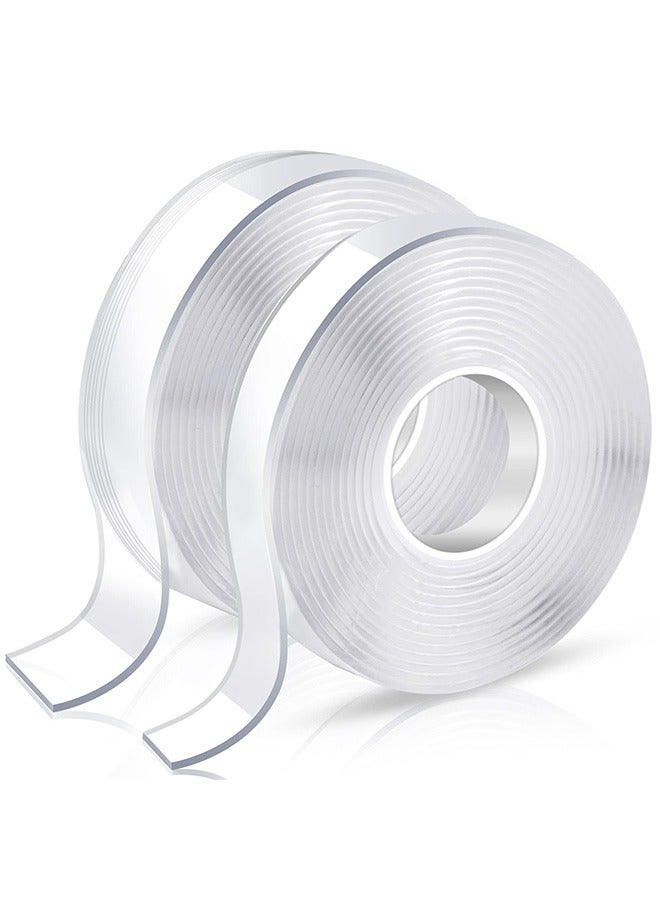 Peachjoy Double Sided Adhesive tape Heavy Duty, Double Stick Mounting (2 Rolls, Total 20FT), Clear Two Sided Wall tape Strips, Removable Poster tape for Home, Office, Car, Outdoor Use 