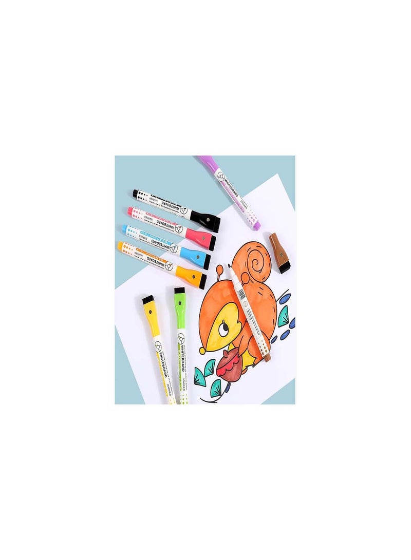 Generic 8 Vibrant Magnetic Whiteboard Markers Set with Eraser, Fine Tip for Teachers and Kids, Easy Wipe, Ideal for Classroom & Office Use - Image 4