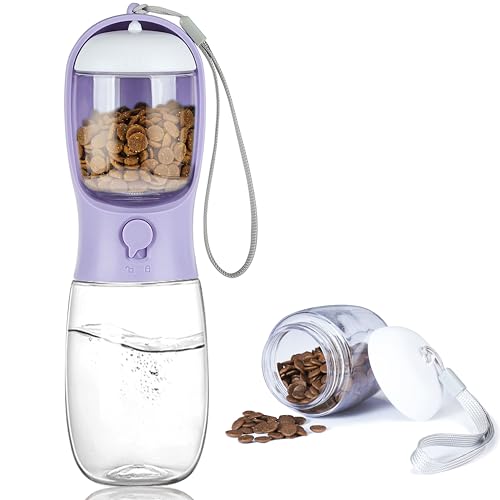 AVELORA Dog Water Bottle with Food Container, Portable Leak Proof Pet Water Dispenser for Walking Hiking Travel, Puppy Essentials Accessories for Small Large Dogs, Dog Gifts (10oz/15oz/19oz) - Image 2