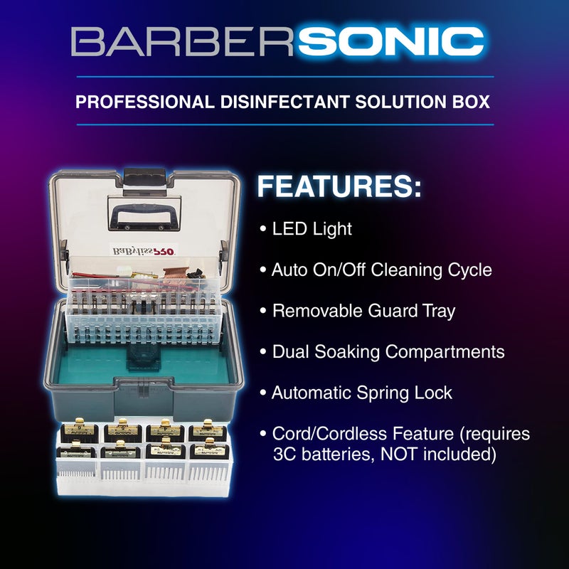 BaBylissPRO BarberSONIC Disinfectant Storage Box for Clipper & Trimmer Blades, Guards and Barber Accessories - Image 5