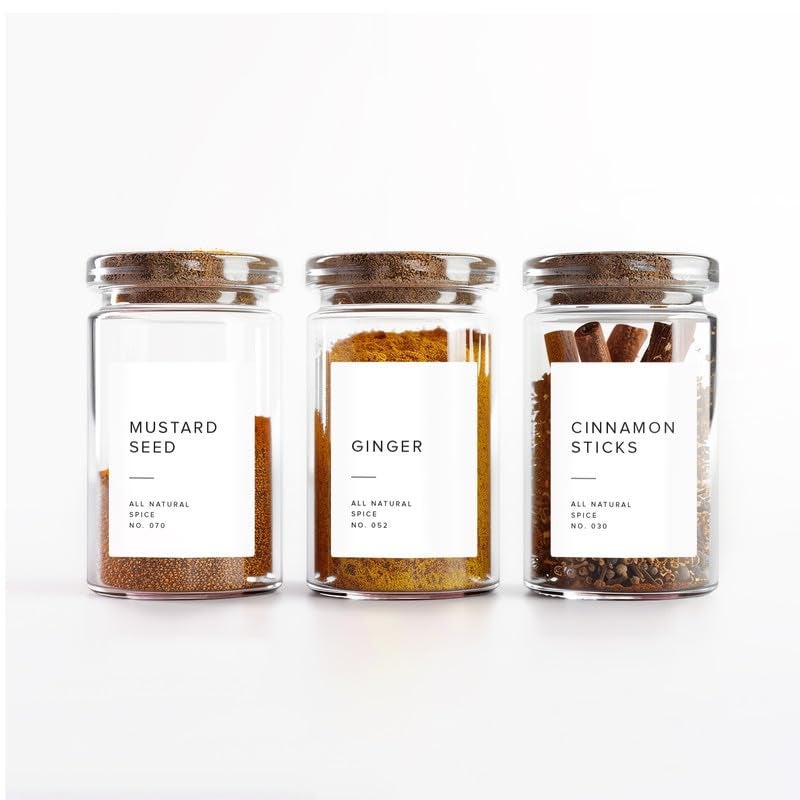 ThreeKin Collective 250 White Spice Labels by ThreeKin | Waterproof & Oil-Resistant Pre-Printed Stickers for Spice Jars | Durable, BPA-Free Seasoning Labels | Easy-Clean, No-Residue Design | Proudly Female & USA Owned - Image 2