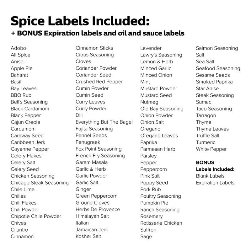 ThreeKin Collective 250 White Spice Labels by ThreeKin | Waterproof & Oil-Resistant Pre-Printed Stickers for Spice Jars | Durable, BPA-Free Seasoning Labels | Easy-Clean, No-Residue Design | Proudly Female & USA Owned - Image 5