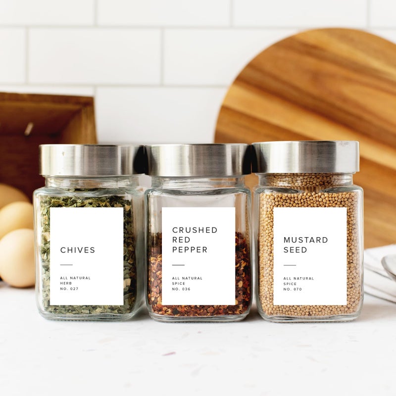 ThreeKin Collective 250 White Spice Labels by ThreeKin | Waterproof & Oil-Resistant Pre-Printed Stickers for Spice Jars | Durable, BPA-Free Seasoning Labels | Easy-Clean, No-Residue Design | Proudly Female & USA Owned - Image 3