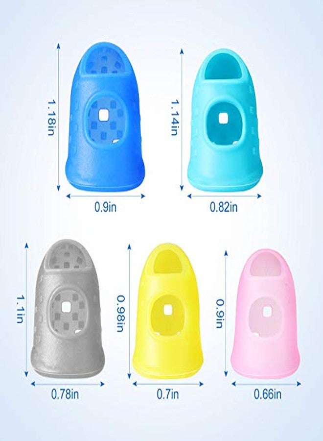Zonon 20 Pieces Rubber Thimble Hand Sewing Silicone Finger Tips Protector Guard 5 Sizes Finger Pads Grips for Quilting Knitting Sorting Task Embroidery Paperwork Carving Handwork(Blue) - Image 2