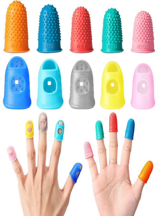 Zonon 20 Pieces Rubber Thimble Hand Sewing Silicone Finger Tips Protector Guard 5 Sizes Finger Pads Grips for Quilting Knitting Sorting Task Embroidery Paperwork Carving Handwork(Blue) - Image 1