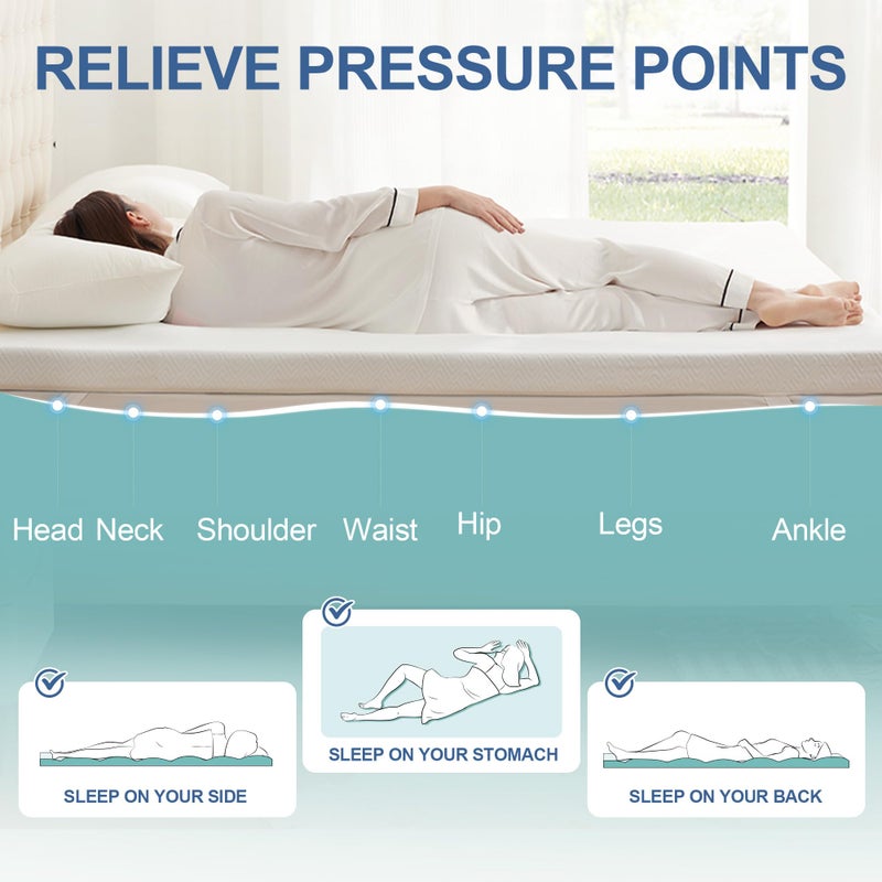 Eiayeebil 2 Inch Memory Foam Mattress Topper Twin, Memory Foam Pad with Removable & Washable Cover, Bed Topper for Back Pain, Non-Slip Ventilated Design, Twin Size - Image 3