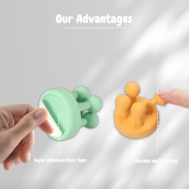 BAMXSXBO 8Pcs Silicone Toothbrush Holders for Bathrooms,Waterproof Self Adhesive Multifunctional Hook for Hanging Towel Key Plug Cable for Bathroom Kitchen Living Room Office 6 Colors - Image 4