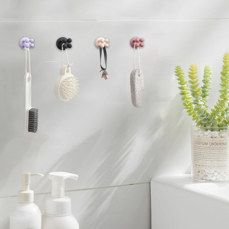 BAMXSXBO 8Pcs Silicone Toothbrush Holders for Bathrooms,Waterproof Self Adhesive Multifunctional Hook for Hanging Towel Key Plug Cable for Bathroom Kitchen Living Room Office 6 Colors - Image 2