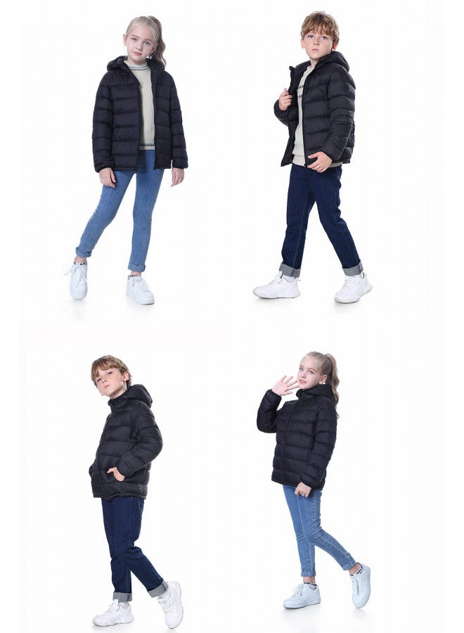 CECORC CECORC Boys Jackets, Hooded Puffer Jacket for Boy Lightweight and Packable Kids Outwear Insulated Coat, Black, 6 - Image 4