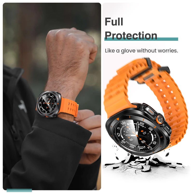 Tensea Multipack for Samsung Galaxy Watch Ultra 2025 / Galaxy Watch 7 Ultra 2024 47mm Accessories, Hard PC Bumper/HD Anti-Fog Tempered Glass Protective Film, Face Cover Set for Women Men - Image 5