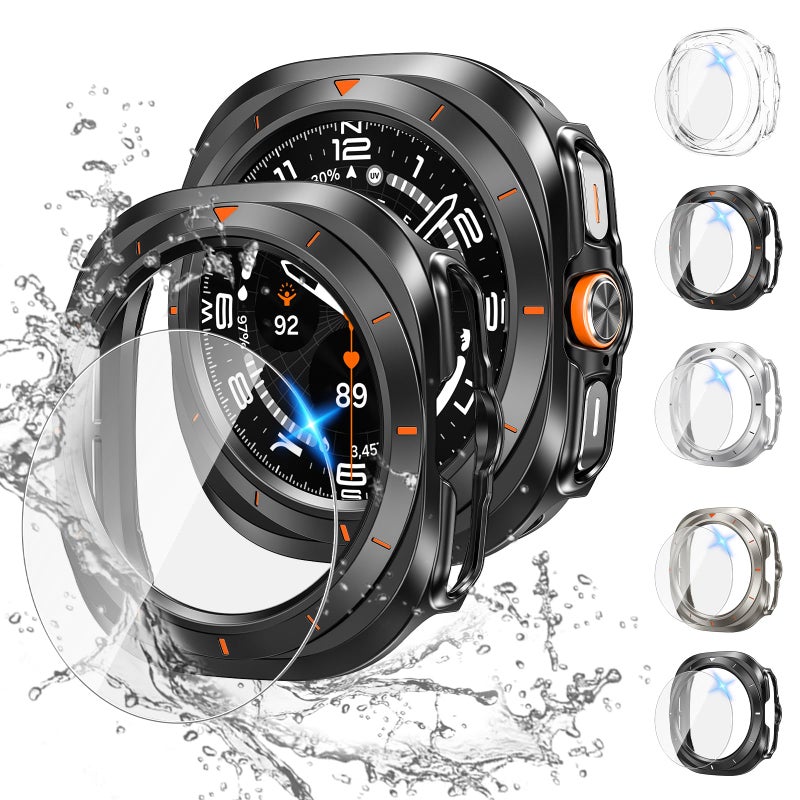 Tensea Multipack for Samsung Galaxy Watch Ultra 2025 / Galaxy Watch 7 Ultra 2024 47mm Accessories, Hard PC Bumper/HD Anti-Fog Tempered Glass Protective Film, Face Cover Set for Women Men - Image 1