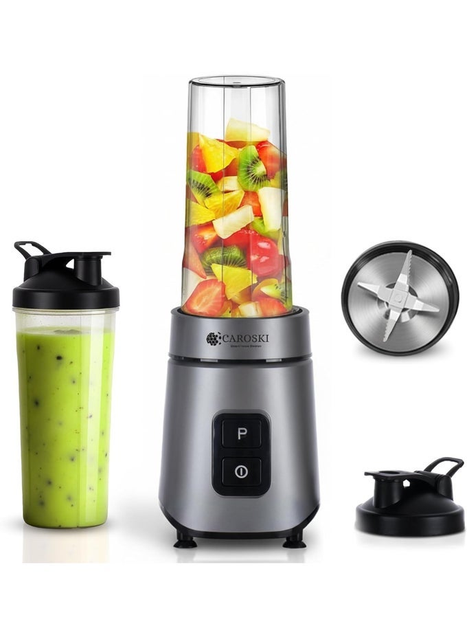 SMOOTHIE MAKER 550W HIGH SPEED BLENDER  2  600ML TRAVEL BOTTLES, STAINLESS STEEL BLADES, 100% COPPER MOTOR, ON/OFF SWITCH, ANTI-SLIP BASE, VDE PLUG, PERFECT FOR JUICES, SHAKES & SMOOTHIES