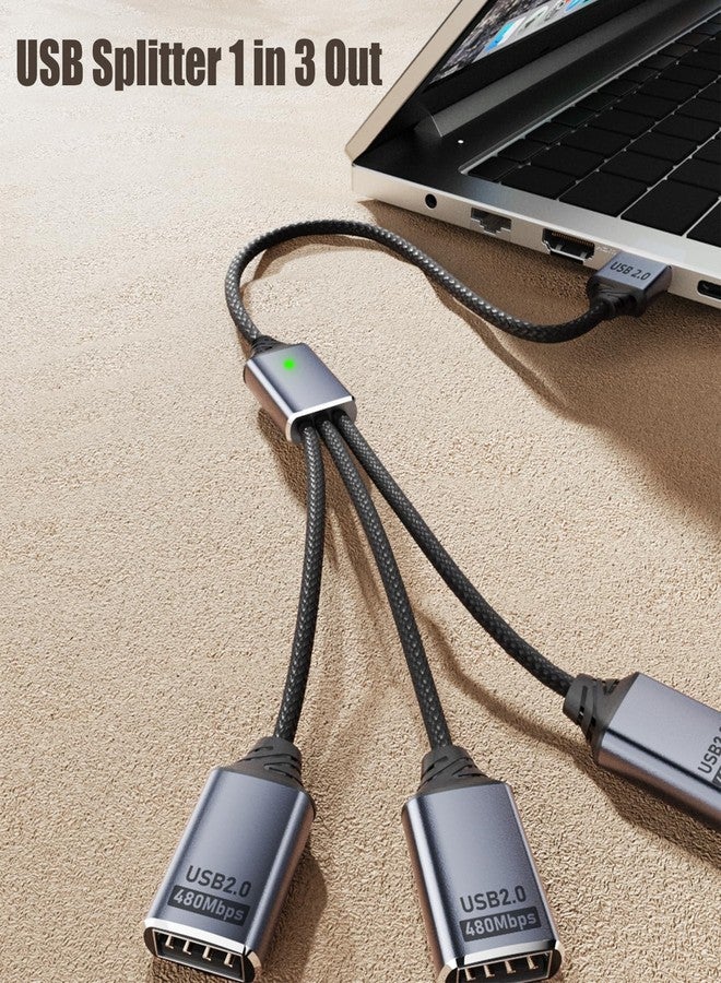 TFAK 0.8Ft USB2.0 Adapter, USB Splitter Y, USB1 in to 3 Out Extender Cable,for Car/Mac/Xbox/Laptop/Tablet/Smartphone Data Transmission（Black - Image 2