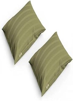 Comfort continental comfort Pillowcase Sirius 250TC Striped Cotton Green Olie 50x75cm Flap 15cm pack of two 