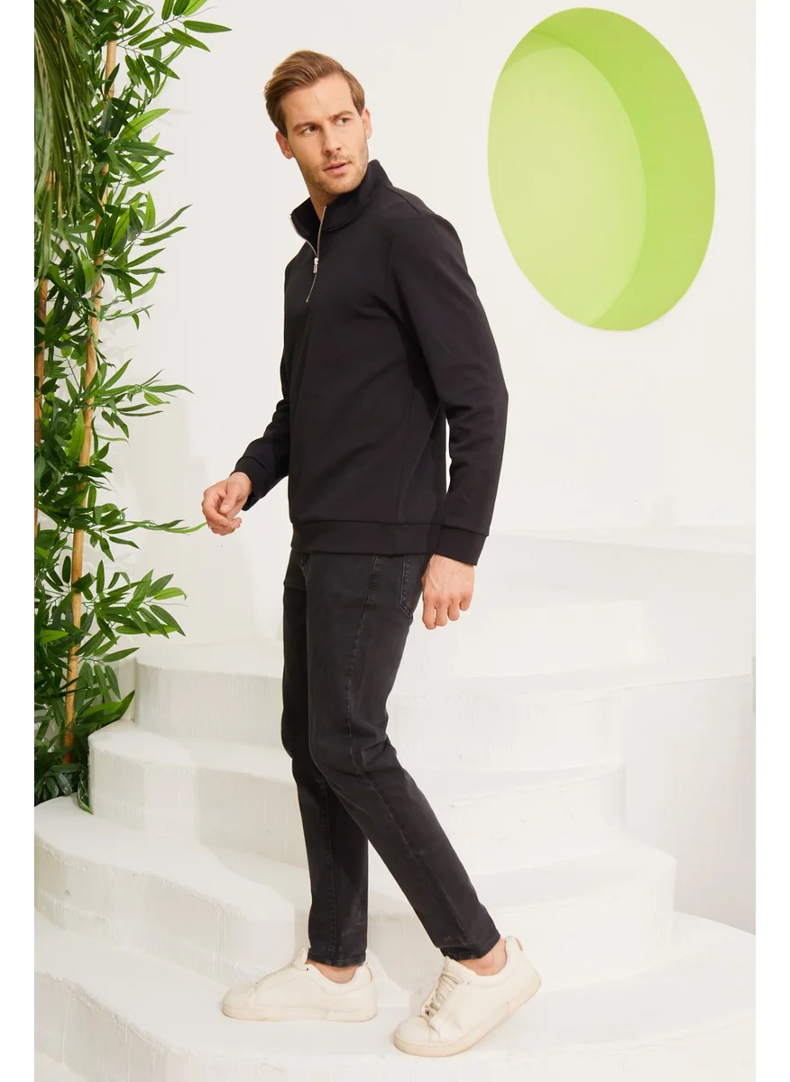 اوديلون Men's Half Zipper Sweatshirt Black