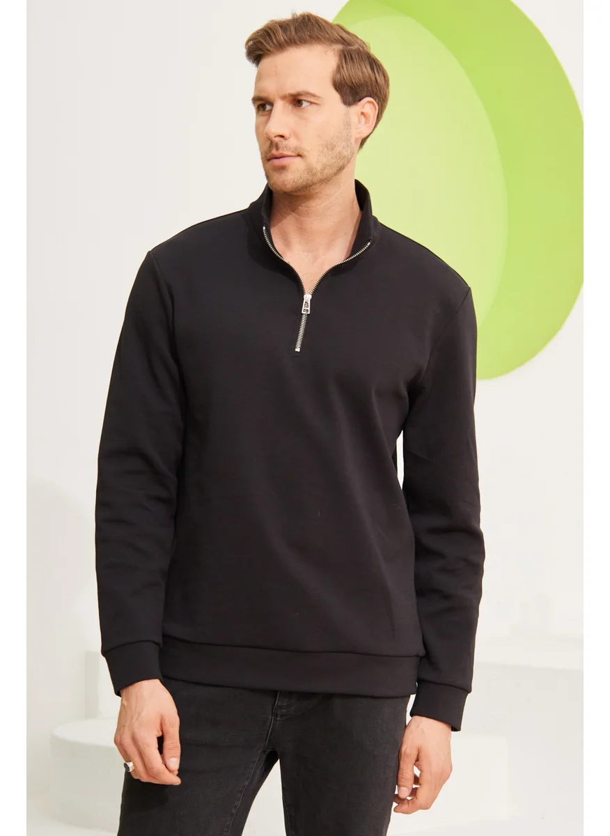 اوديلون Men's Half Zipper Sweatshirt Black