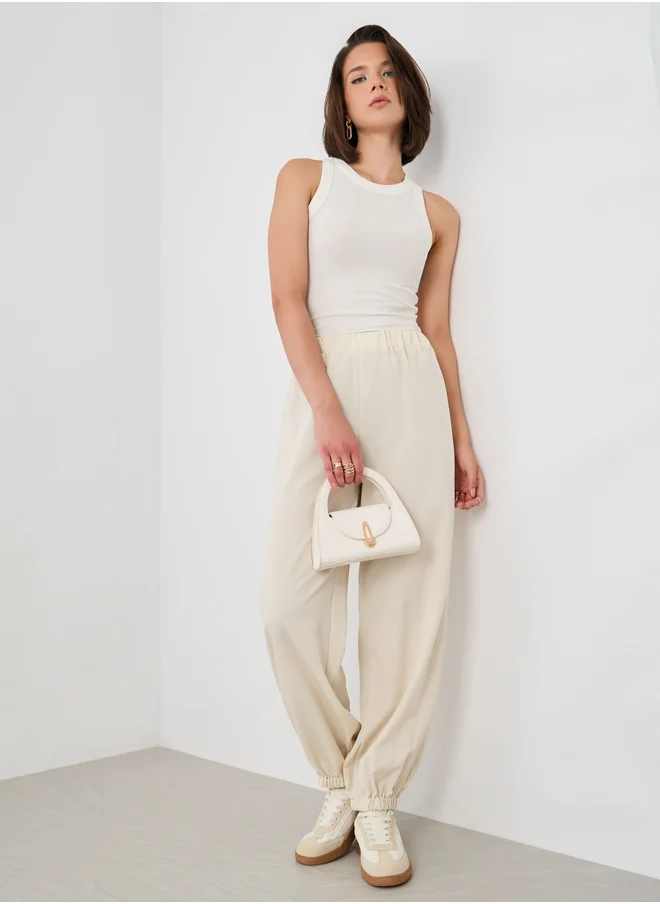 Styli Embroidered Relaxed Fit Cuffed Pants