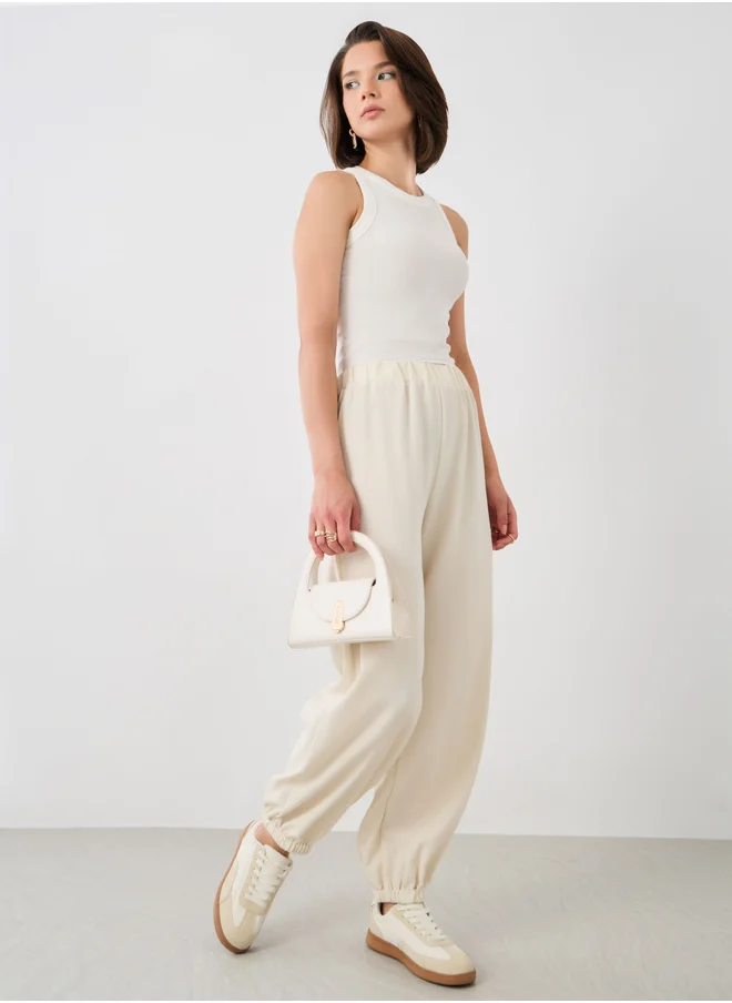 Styli Embroidered Relaxed Fit Cuffed Pants