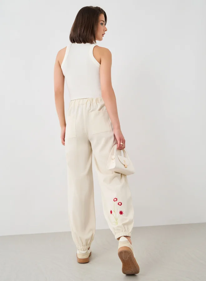 Take Two Embroidered Relaxed Fit Cuffed Pants