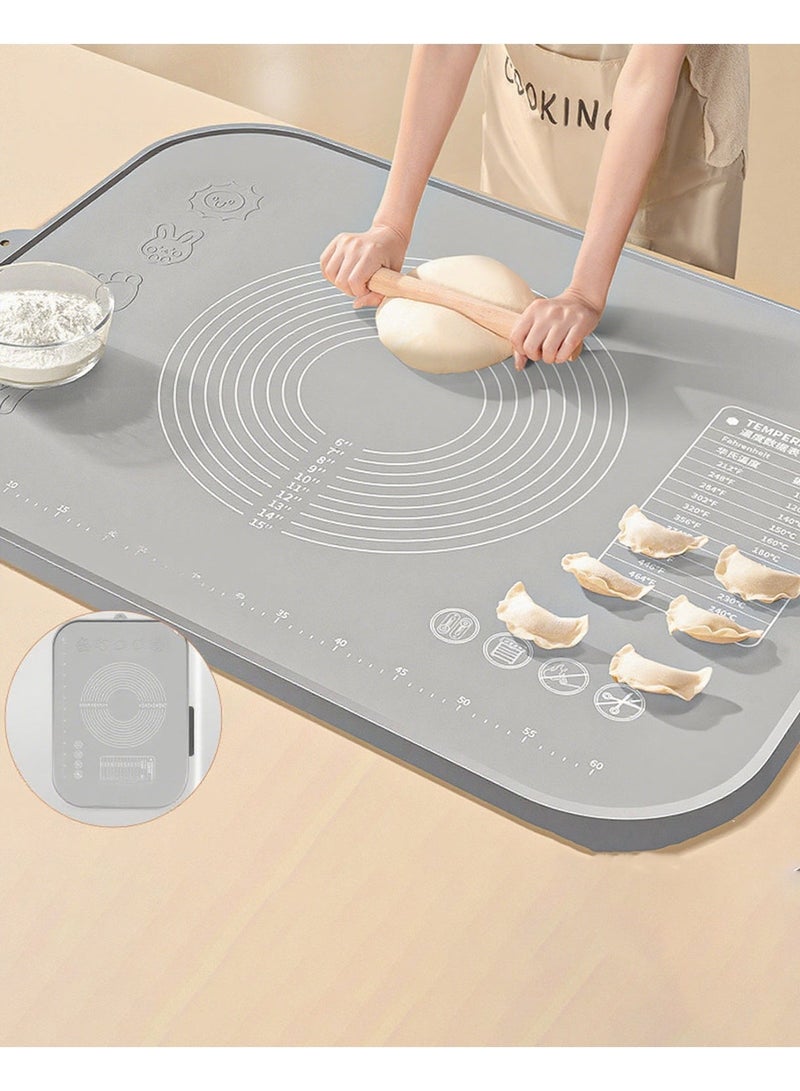 HOMESTAR Non-Stick Silicon Rolling Pastry Mat,  Silicon Baking Sheets Mats,Kneading Pad Sheet Glass Fiber Rolling Dough Large Size for Cake Macaron Kitchen Tools Grey 70*50cm,Thickened Version 6cm - Image 1