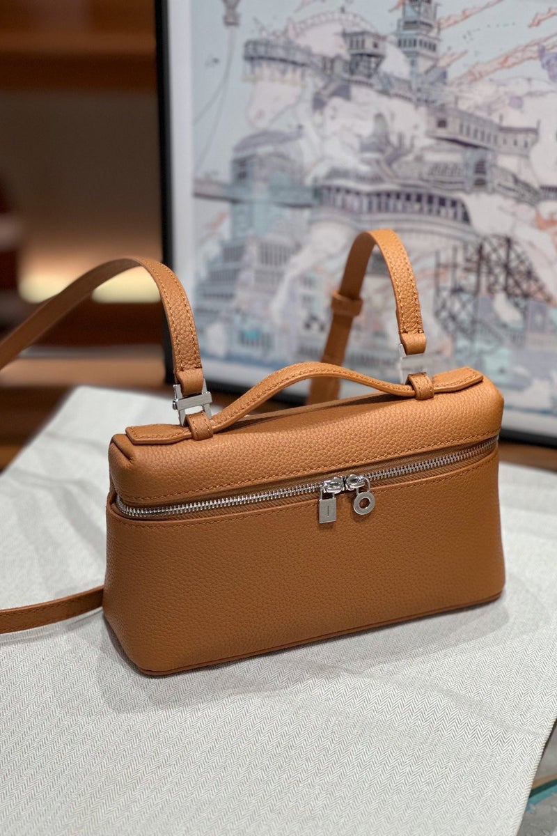 LP LP19 Lunch Box Bag – Women's Crossbody Small Handbag with Premium Craftsmanship & Elegant Top Handle-Gold-Brown - Image 3